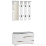 Homcom Set Hol 4‑in‑1 – Banca cu Scaun, Cuiere & Oglinda Alb