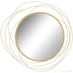 HOMCOM Oglindă decorativă modernă și rotundă de perete cu cârlige, din sticlă și metal, Ø65x1 cm, auriu