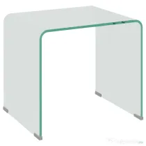 HOMCOM Măsuță de Cafea Modernă cu Picioare Antiderapante, Măsuță din Sticlă Securizată, 50x40x45 cm, Transparentă, Design Elegant | Aosom Romania