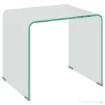 HOMCOM Măsuță modernă din sticlă securizată pentru living, design monobloc, 50x40x45 cm, transparentă