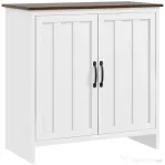 HOMCOM Bufet Modern pentru Bucătărie, Mobilier cu 2 Uși și Raft Reglabil din Lemn, 80x39,7x80 cm, Alb | Aosom Romania
