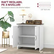 HOMCOM Bufet Modern pentru Bucătărie, Mobilier cu 2 Uși și Raft Reglabil din Lemn, 80x39,7x80 cm, Alb | Aosom Romania 