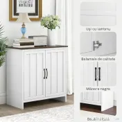 HOMCOM Bufet Modern pentru Bucătărie, Mobilier cu 2 Uși și Raft Reglabil din Lemn, 80x39,7x80 cm, Alb | Aosom Romania 