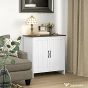 HOMCOM Bufet Modern pentru Bucătărie, Mobilier cu 2 Uși și Raft Reglabil din Lemn, 80x39,7x80 cm, Alb | Aosom Romania 