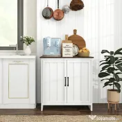 HOMCOM Bufet Modern pentru Bucătărie, Mobilier cu 2 Uși și Raft Reglabil din Lemn, 80x39,7x80 cm, Alb | Aosom Romania 