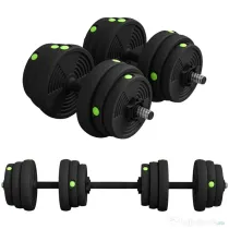 SPORTNOW Set 2 în 1 cu 2 Gantere Convertibile în Bară, Greutate Totală 25 kg și Discuri Reglabile, Negru | Aosom Romania