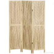 HOMCOM Separator de Cameră cu 3 Panouri, Ecran de Confidențialitate Pliabil Portabil pentru Interior din Lemn Masiv, Despărțitor de Perete, 120x170x1.6 cm, Natural