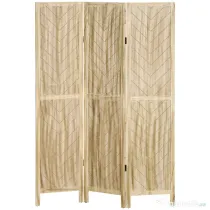HOMCOM Separator de Cameră cu 3 Panouri, Ecran de Confidențialitate Pliabil Portabil pentru Interior din Lemn Masiv, Despărțitor de Perete, 120x170x1.6 cm, Natural