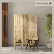 HOMCOM Separator de Cameră cu 3 Panouri, Ecran de Confidențialitate Pliabil Portabil pentru Interior din Lemn Masiv, Despărțitor de Perete, 120x170x1.6 cm, Natural
