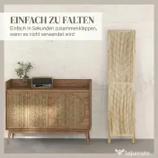 HOMCOM Separator de Cameră cu 3 Panouri, Ecran de Confidențialitate Pliabil Portabil pentru Interior din Lemn Masiv, Despărțitor de Perete, 120x170x1.6 cm, Natural
