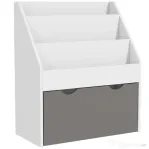 AIYAPLAY Bibliotecă pentru Copii 3-8 Ani cu 3 Rafturi și Sertar Inferior, din MDF, 62.5x30x70 cm, Gri