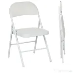 HOMCOM Set de 2 Scaune Pliabile, Scaune Moderne cu Perne din Poliester pentru Acasă și Birou, 45x46x78 cm, Alb | Aosom Romania