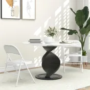HOMCOM Set de 2 Scaune Pliabile, Scaune Moderne cu Perne din Poliester pentru Acasă și Birou, 45x46x78 cm, Alb | Aosom Romania 