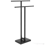 HOMCOM Suport pentru Prosoape Autoportant din Metal, cu 2 Brațe pentru Baie, 50x18,5x85cm, Negru
