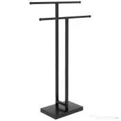 HOMCOM Suport pentru Prosoape Autoportant din Metal, cu 2 Brațe pentru Baie, 50x18,5x85cm, Negru