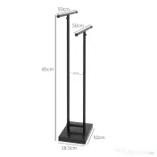 HOMCOM Suport pentru Prosoape Autoportant din Metal, cu 2 Brațe pentru Baie, 50x18,5x85cm, Negru