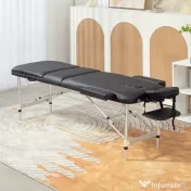 HOMCOM Pat de Masaj Pliabil cu Înălțime Reglabilă, din Aluminiu și Plastic, 215x81x61-84 cm, Negru 