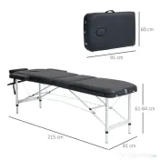 HOMCOM Pat de Masaj Pliabil cu Înălțime Reglabilă, din Aluminiu și Plastic, 215x81x61-84 cm, Negru 