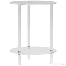 HOMCOM Măsuță Joasă Rotundă cu 2 Niveluri pentru Interior, Măsuță de Cafea din Acrilic, Ø40x50 cm, Transparentă | Aosom Romania