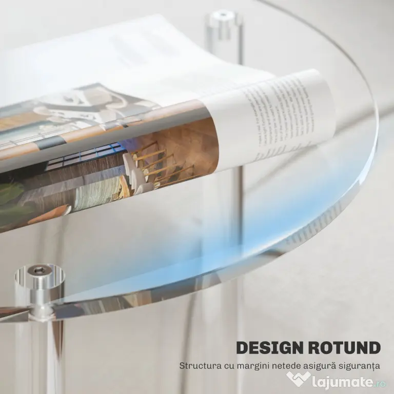 HOMCOM Măsuță Joasă Rotundă cu 2 Niveluri pentru Interior, Măsuță de Cafea din Acrilic, Ø40x50 cm, Transparentă | Aosom Romania