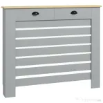 Acoperiș HOMCOM pentru Calorifer din MDF cu Grilaj și 2 Sertare, 111x19x95.5 cm, Gri