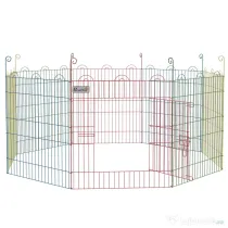 PawHut Țarc pentru Câini cu 8 Panouri, Ușă cu Zăvor, din Oțel, Ø156x60 cm, Multicolor | Aosom Romania