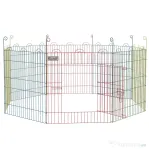 PawHut Țarc pentru Câini cu 8 Panouri, Ușă cu Zăvor, din Oțel, Ø156x60 cm, Multicolor