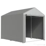 Outsunny Adăpost pentru unelte și cort garaj pentru biciclete și motociclete cu acoperire anti-UV, 1.6x2m, gri deschis