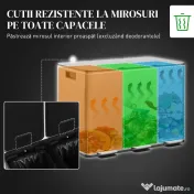 HOMCOM Coș de Gunoi cu 3 Compartimente 10L pentru Bucătărie, Cu Pedale și Capace cu Închidere Silențioasă, Oțel Inoxidabil și PP, 49.6x34.5x38.6 cm, Argintiu 