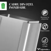 HOMCOM Coș de Gunoi cu 3 Compartimente 10L pentru Bucătărie, Cu Pedale și Capace cu Închidere Silențioasă, Oțel Inoxidabil și PP, 49.6x34.5x38.6 cm, Argintiu 