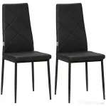 HOMCOM Set de 2 Scaune de Sufragerie Moderne cu Spătar Înalt din Piele Ecologică și Oțel, 41x50x97 cm, Negru