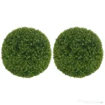 HOMCOM Set de 2 Plante Artificiale din Buxus în PE, Ø40 cm, pentru Interior și Exterior, Verde