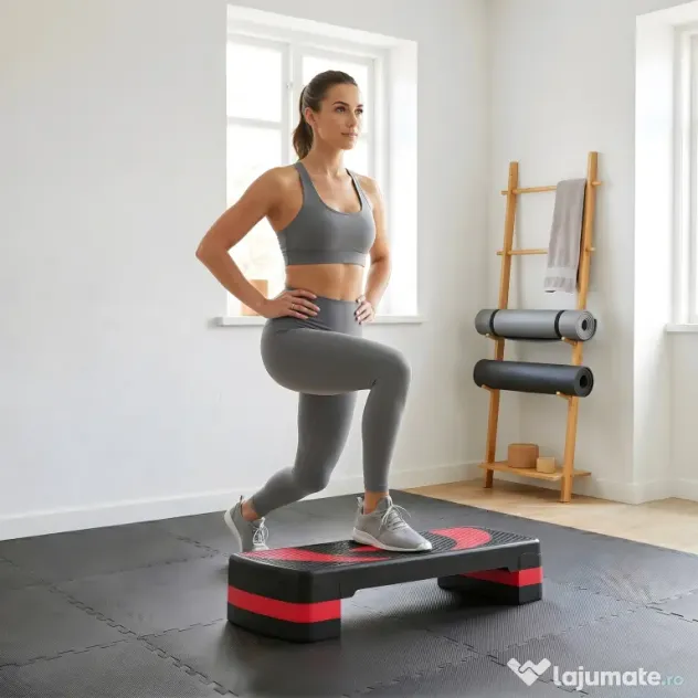 HOMCOM Step Fitness pentru Aerobic, Stepper Reglabil la 3 Niveluri de Înălțime 10-15-20 cm pentru Antrenamente Acasă și Sală, Verde și Negru | Aosom Romania