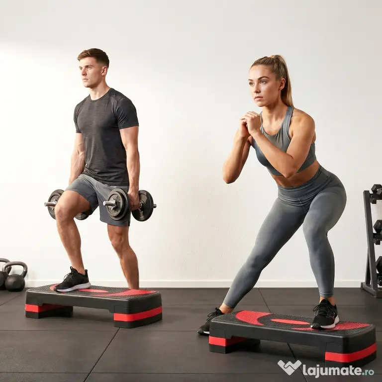 HOMCOM Step Fitness pentru Aerobic, Stepper Reglabil la 3 Niveluri de Înălțime 10-15-20 cm pentru Antrenamente Acasă și Sală, Verde și Negru | Aosom Romania