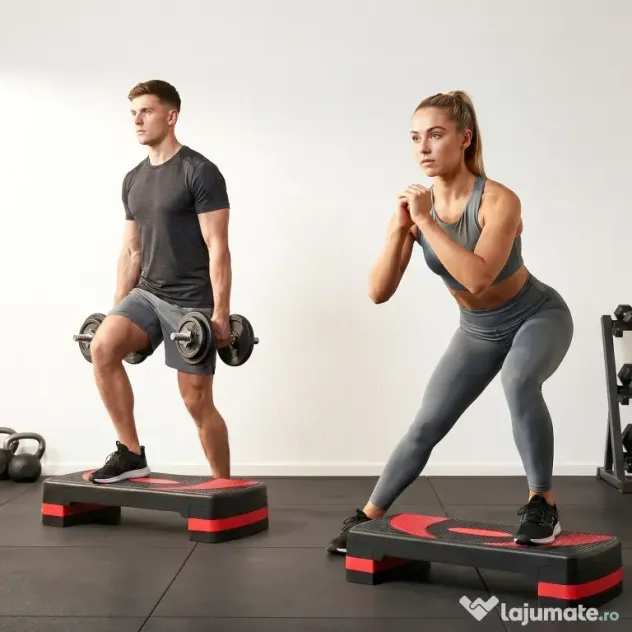 HOMCOM Step Fitness pentru Aerobic, Stepper Reglabil la 3 Niveluri de Înălțime 10-15-20 cm pentru Antrenamente Acasă și Sală, Verde și Negru | Aosom Romania