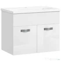 Kleankin Dulap de Baie Suspendat cu Chiuvetă, Dulap cu 2 Uși cu Chiuvetă și Balamale Amortizate, 61x40x50 cm, Alb Lucios | Aosom Romania