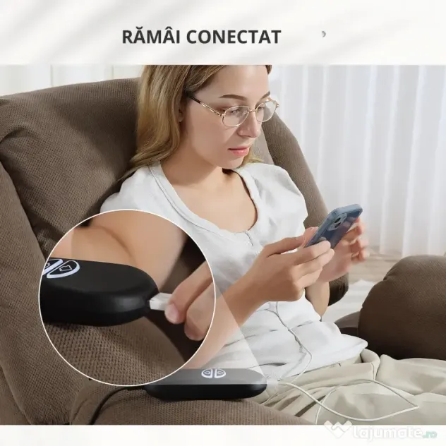 HOMCOM Fotoliu Rabatabil până la 150° cu 8 Puncte de Masaj, 2 Telecomenzi și Suport pentru Picioare, 93x104x100 cm, Maro | Aosom Romania