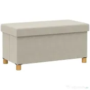 HOMCOM Bancă Ladă de Depozitare Pliabilă, Bancă de Pat cu Capac Căptușit și Înveliș de Catifea, 76x38x38 cm, Crem Alb | Aosom Romania