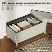 HOMCOM Bancă Ladă de Depozitare Pliabilă, Bancă de Pat cu Capac Căptușit și Înveliș de Catifea, 76x38x38 cm, Crem Alb | Aosom Romania