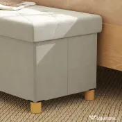 HOMCOM Bancă Ladă de Depozitare Pliabilă, Bancă de Pat cu Capac Căptușit și Înveliș de Catifea, 76x38x38 cm, Crem Alb | Aosom Romania