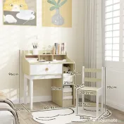 AIYAPLAY Set Birou pentru Copii cu Raft de Depozitare, Sertar și Scaun din Lemn, 80,4x50x96 cm, Alb | Aosom Romania 