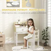 AIYAPLAY Set Birou pentru Copii cu Raft de Depozitare, Sertar și Scaun din Lemn, 80,4x50x96 cm, Alb | Aosom Romania 