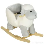 AIYAPLAY Cal Balansoar pentru Copii 1-3 Ani din Lemn și Pluș cu Centură de Siguranță, Pedale și Sunete, 68x35x55 cm, Gri | Aosom Romania
