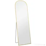 HOMCOM Oglindă de Podea și Perete cu Suport Pliabil, 50x170cm, Auriu