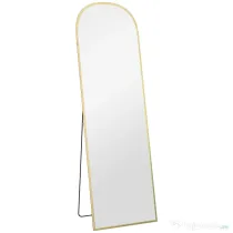 HOMCOM Oglindă de Podea și Perete cu Suport Pliabil, 50x170cm, Auriu