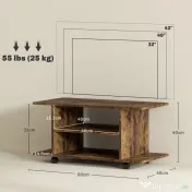 HOMCOM Comodă pentru TV cu Roți, 80×40×40 cm, Negru | Aosom Romania