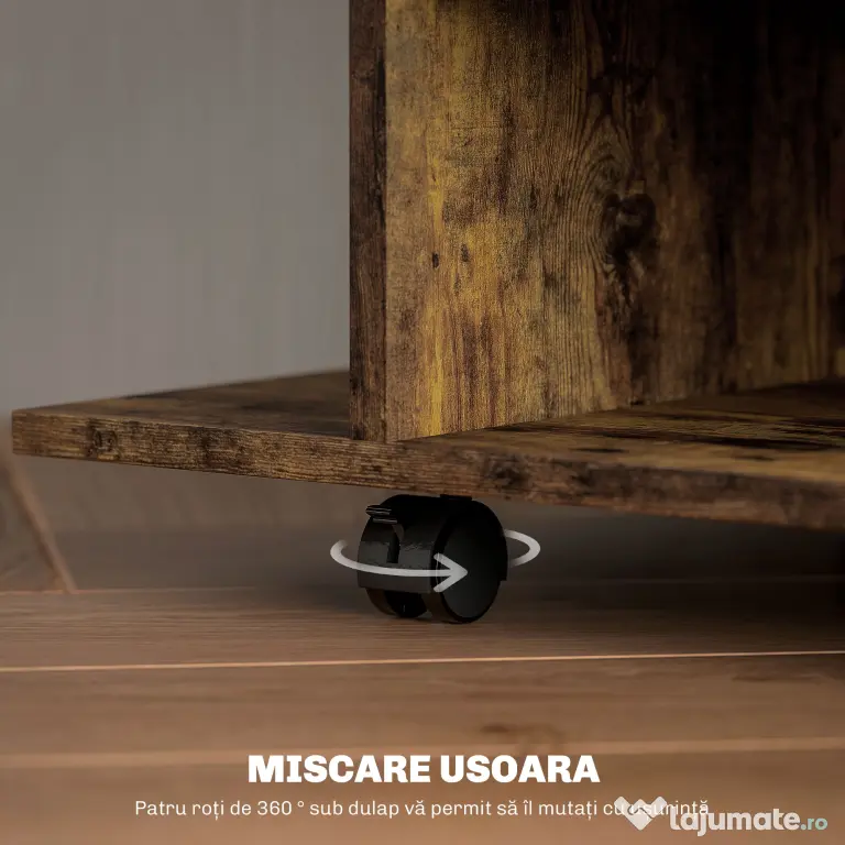 HOMCOM Comodă pentru TV cu Roți, 80×40×40 cm, Negru | Aosom Romania