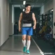 SPORTNOW Vestă cu Greutăți Reglabilă 20kg cu 20 de Greutăți, Vestă cu Benzi Reflectorizante, Potrivire Strânsă pentru Antrenament Acasă, Alergare și Fitness, Material Oxford, 50x40 cm, Negru | Aosom Romania