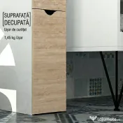 HOMCOM Coloană de Baie din Lemn cu Dulap, Rafturi și Sertare, 15x33x136 cm, Lemn Natural | Aosom Romania