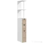 HOMCOM Coloană pentru baie economisitoare de spațiu cu dulap, rafturi și sertare, 15x33x136,8 cm, culoare lemn